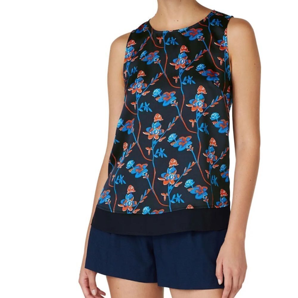 Thakoon Daisy Printed Sleeveless Satin Tank Top Women’s 0